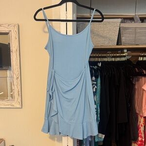 SHEIN Sky Blue Mini Dress with Ruffle Hem